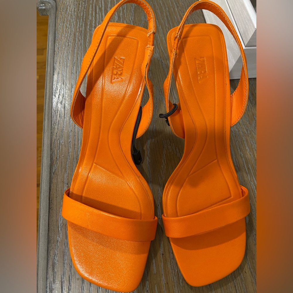 #Zara Women's Bold Orange Heels